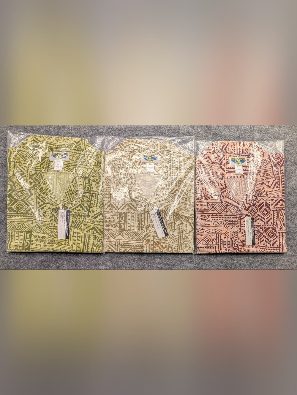 Bermuda Casuals Haband Men's XL Short Sleeve Geometric Tribal Print Lot Of 3